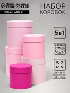 Набор шляпных подарочных коробок 5 в 1« Феерия», розовый, 23×23 - 14×14 см - Фото 1