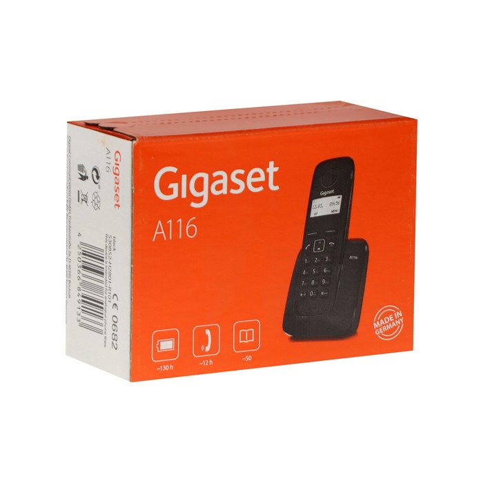 Радиотелефон DECT Gigaset A116, АОН, Caller ID, ускоренный набор, 50 номеров, ECO-режим - фото 51313394