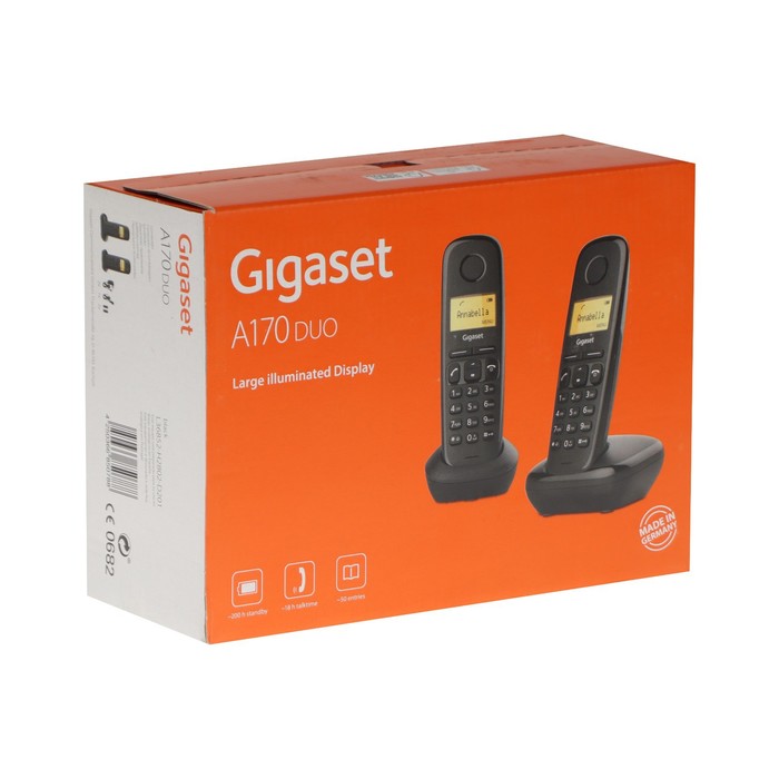 Радиотелефон DECT Gigaset A170 DUO, АОН, Caller ID, ускоренный набор, 50 номеров, 2 трубки - фото 51313406