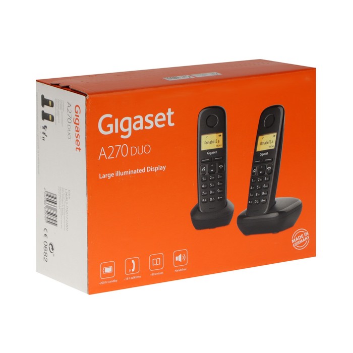 Радиотелефон DECT Gigaset A270 DUO, АОН, спикерфон, 80 контактов, подсветка кнопок, 2 трубки - фото 51313427