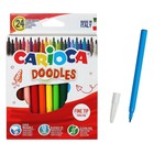 Фломастеры 24 цвета, Carioca "Doodles", среднее письмо 2.2 мм, супер-яркие, смываемые, картон, европодвес - фото 319661940