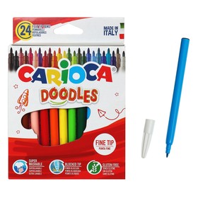 Фломастеры 24 цвета, CARIOCA "Doodles", суперсмываемые, тонкий наконечник, яркие, премиум качество