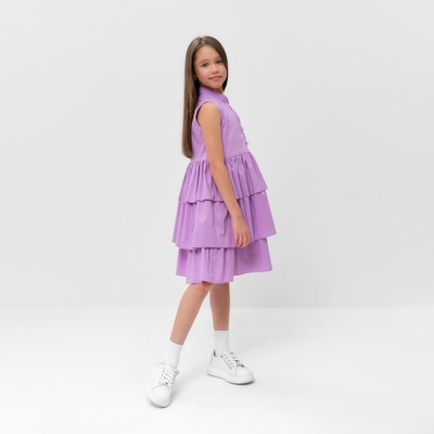 Платье для девочки MINAKU: Cotton collection на пуговицах, сиреневое, рост 116 см