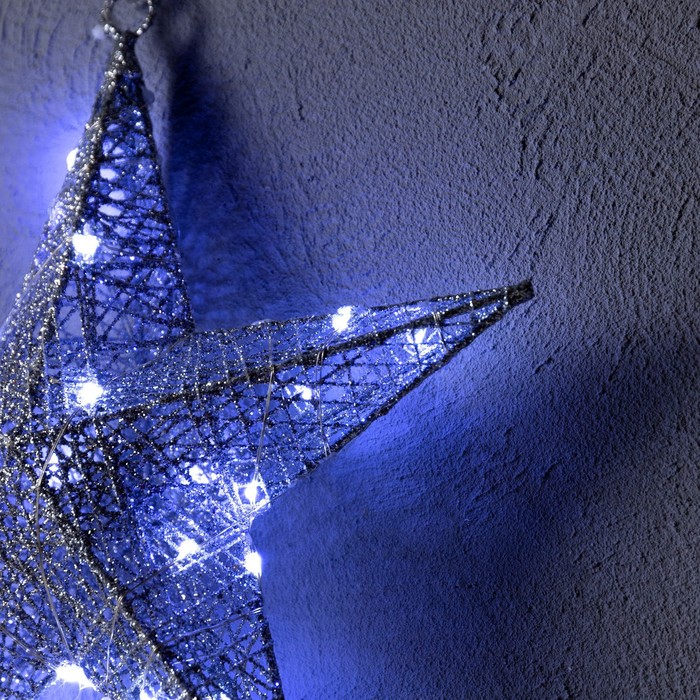 Светодиодная фигура «Серебристая звезда» 30.5 см, металл, батарейки ААх2 (не в комплекте), свечение белое - фото 1909247307
