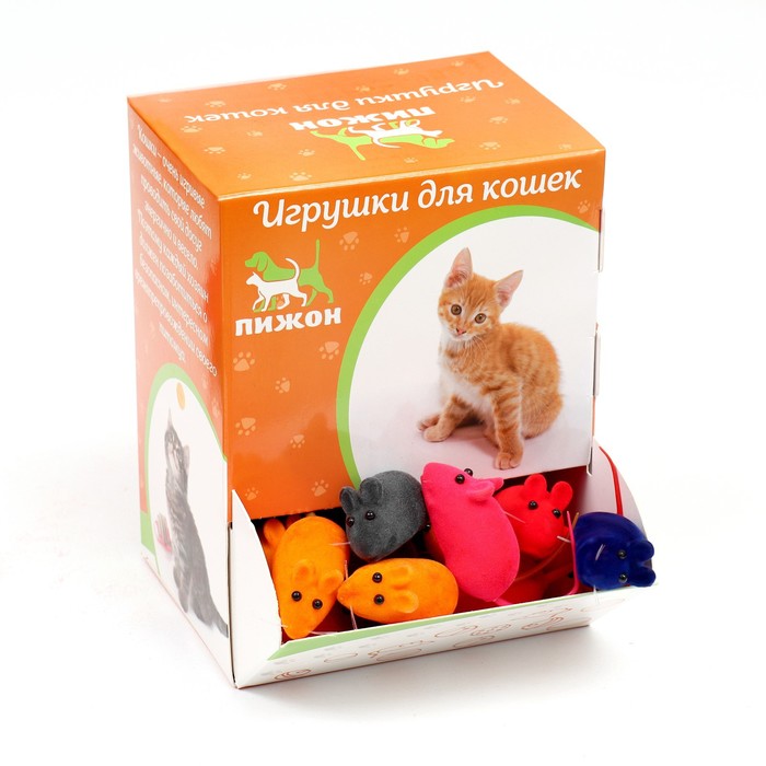 Мышь бархатная, 6 см, 50 шт., микс цветов - Фото 1