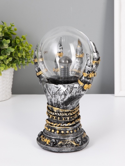 Плазменный шар «Ручища» серый 14×14×22 см RISALUX