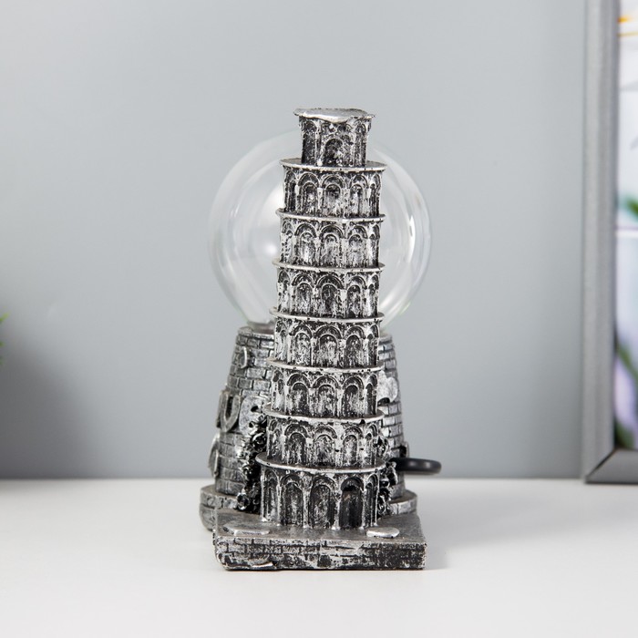 Плазменный шар "Пизанская башня" серый 14х10х16 см RISALUX - фото 1888668880