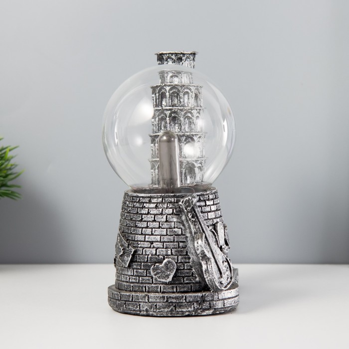 Плазменный шар "Пизанская башня" серый 14х10х16 см RISALUX - фото 1888668881