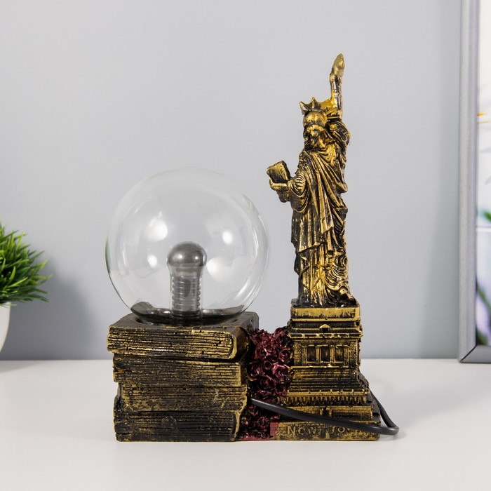 Плазменный шар "Статуя свободы" золото 14х10х16 см RISALUX - фото 1907785327