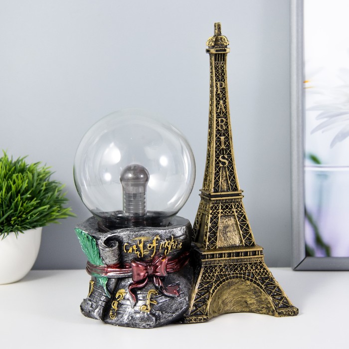 Плазменный шар "Париж" золото 15х10х24 см RISALUX - фото 1909247485