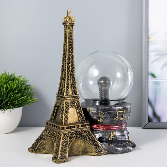 Плазменный шар "Париж" золото 15х10х24 см RISALUX - фото 1909247487