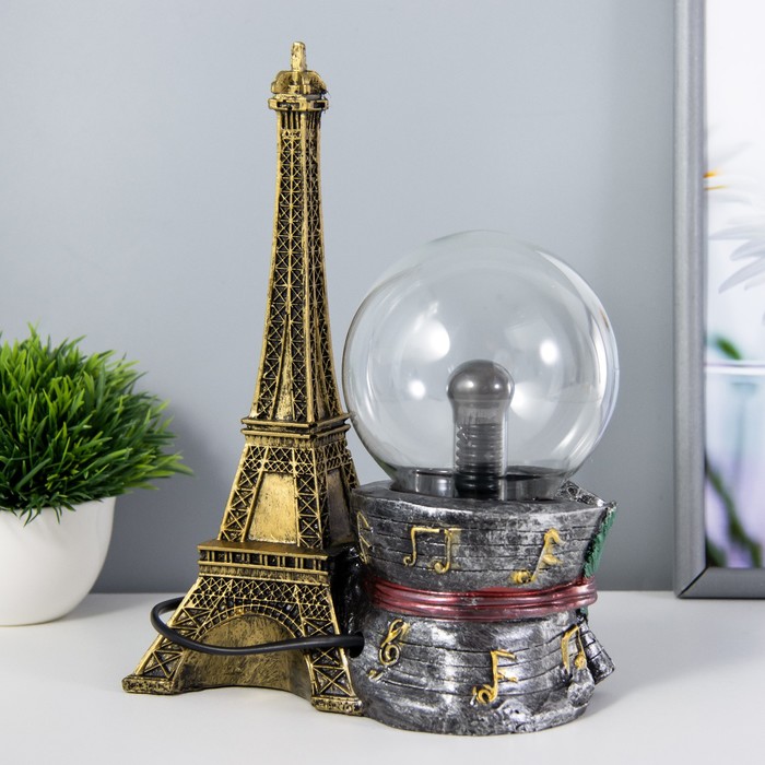 Плазменный шар "Париж" золото 15х10х24 см RISALUX - фото 1909247488