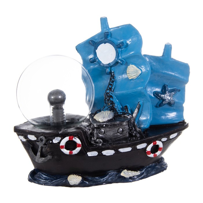 Плазменный шар "Корабль" синий 25х10х22 см RISALUX - фото 1890150508
