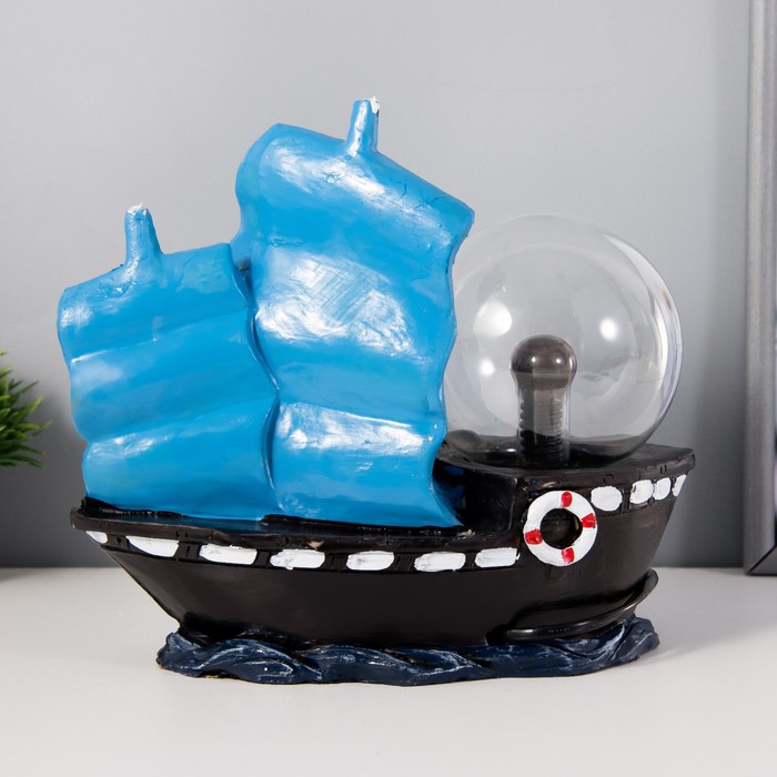 Плазменный шар "Корабль" синий 25х10х22 см RISALUX - фото 1890150502