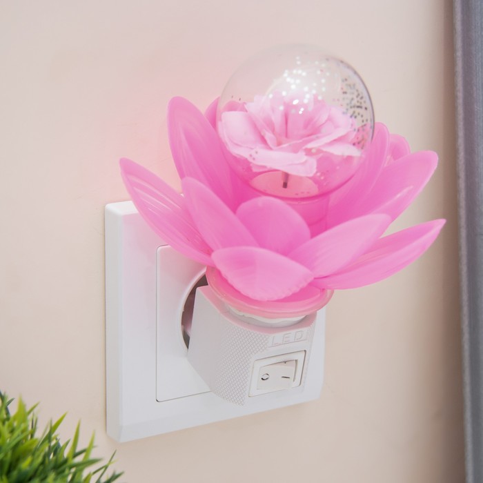 Ночник "Розовый цветок" LED 8х8х12 см