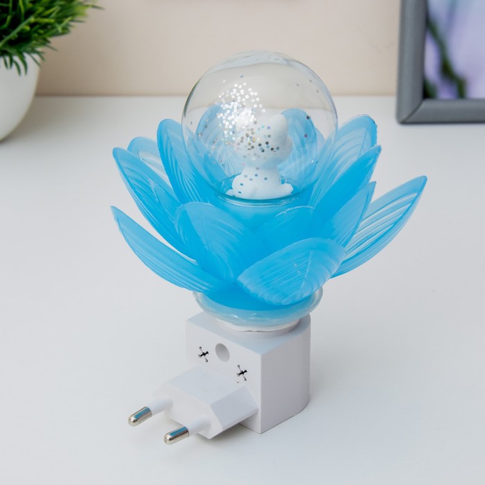 Ночник "Голубой цветок" LED 8х8х12 см