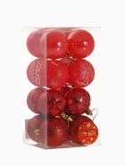 Ёлочные игрушки «Мелодия», шары новогодние, пластик, набор d=6 см, 16 шт., узор треск, красный 9510649