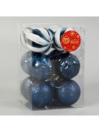 Ёлочные игрушки «Мелодия», d=6 см, набор 12 шт., полосы, бело-синий - Фото 3