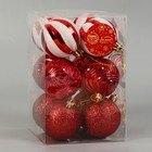 Ёлочные игрушки «Мелодия», d=6 см, набор 12 шт., полосы, бело-красный - Фото 2