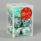 Ёлочные игрушки «Мелодия», шары новогодние, d=4 см, набор 12 шт., орнамент, зелёный - Фото 2