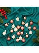 Ёлочные игрушки «Мелодия» грани блеск, d=3 см, набор 24 шт., белый/розовое золото - Фото 2