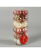 Ёлочные игрушки «Мелодия» грани блеск, d=3 см, набор 24 шт., белый/розовое золото - Фото 3