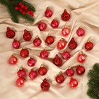 Набор шаров пластик d-4 см, 30 шт "Мелодия" орнамент, красный - фото 18761897