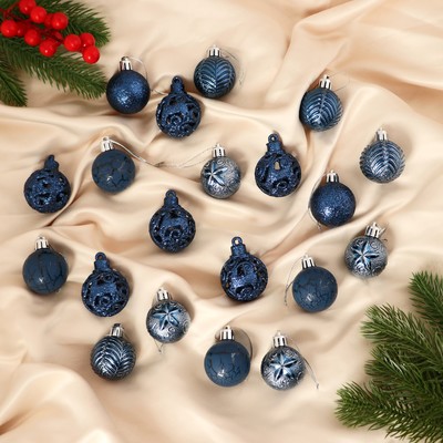 Ёлочные игрушки «Мелодия», шары новогодние, набор 30 шт., d=4 см, синий