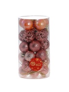 Ёлочные игрушки «Мелодия», шары новогодние, d=4 см, набор 30 шт., орнамент, розовый - фото 65396268