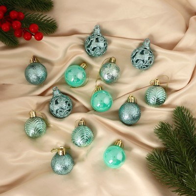Ёлочные игрушки «Мелодия», шары новогодние, d=4 см, набор 30 шт., орнамент, зелёный