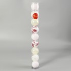 Набор шаров пластик d-6 см, 9 шт "Мелодия" шишки, красно-белый - Фото 2