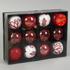 Ёлочные игрушки «Мелодия элитная», шары новогодние, d=6 см, набор 12 шт., ассорти, белый/красный - Фото 2