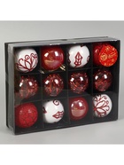 Ёлочные игрушки «Мелодия элитная», шары новогодние, d=6 см, набор 12 шт., ассорти, белый/красный - Фото 3