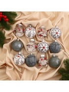 Ёлочные игрушки «Мелодия», шары новогодние, d=6 см, набор 12 шт., ассорти, белый серый - Фото 2