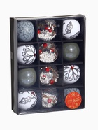 Ёлочные игрушки «Мелодия», шары новогодние, d=6 см, набор 12 шт., ассорти, белый серый - фото 7488684