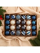 Ёлочные игрушки «Мелодия» ассорти люкс, шары новогодние, d=6 см, набор 24 шт., бело-синий 9510746