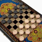 Нарды "Синий узор", деревянная доска 40 х 40 см, с полем для игры в шашки - Фото 3