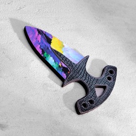 Сувенир деревянный Тычковый нож, малый, фиолетовый с жёлтым