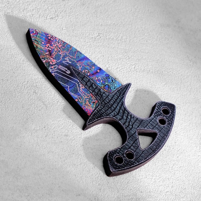 Сувенир деревянный "Тычковый нож", малый, фиолетовый с узорами - Фото 1