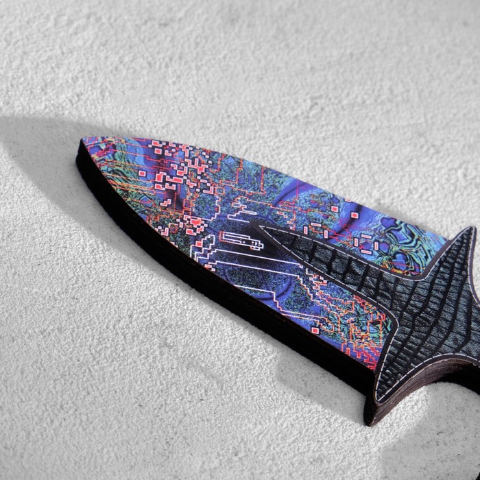 Сувенир деревянный "Тычковый нож", малый, фиолетовый с узорами - фото 1907785906