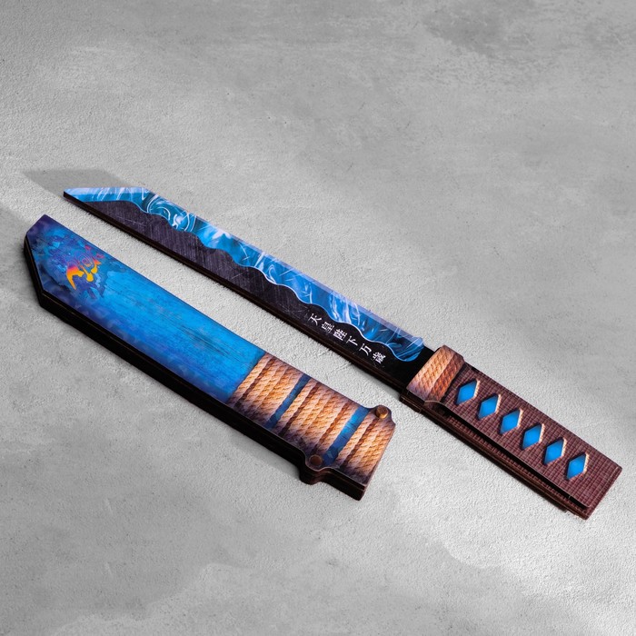 Сувенир деревянный "Нож Танто", в ножнах, синий - Фото 1