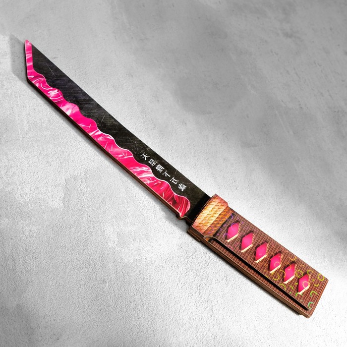 Сувенир деревянный "Нож Танто", в ножнах, розовый - фото 1906338352