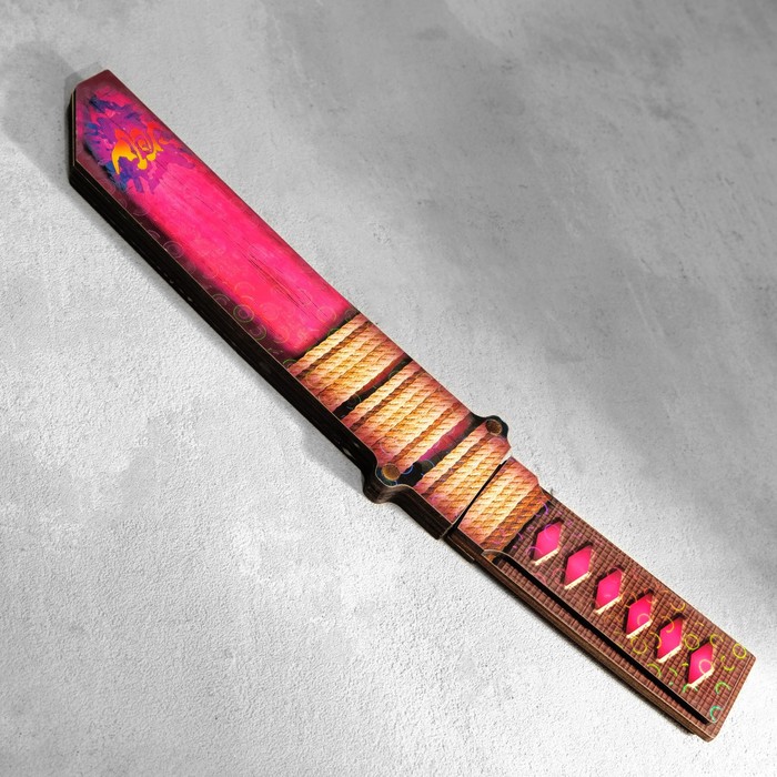 Сувенир деревянный "Нож Танто", в ножнах, розовый - фото 1906338356