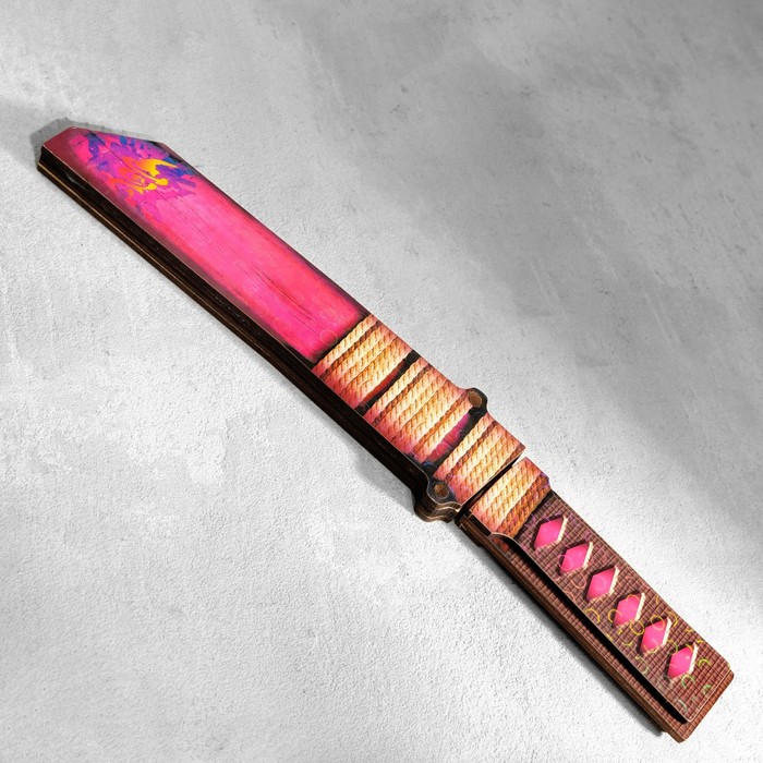 Сувенир деревянный "Нож Танто", в ножнах, розовый - фото 1906338357