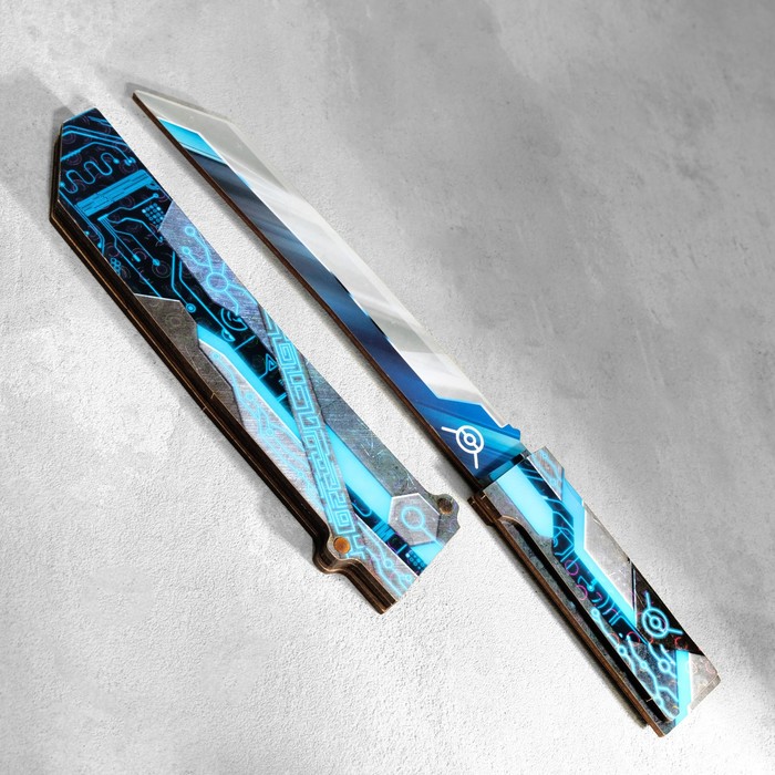Сувенир деревянный "Нож Танто", в ножнах, синий - Фото 1