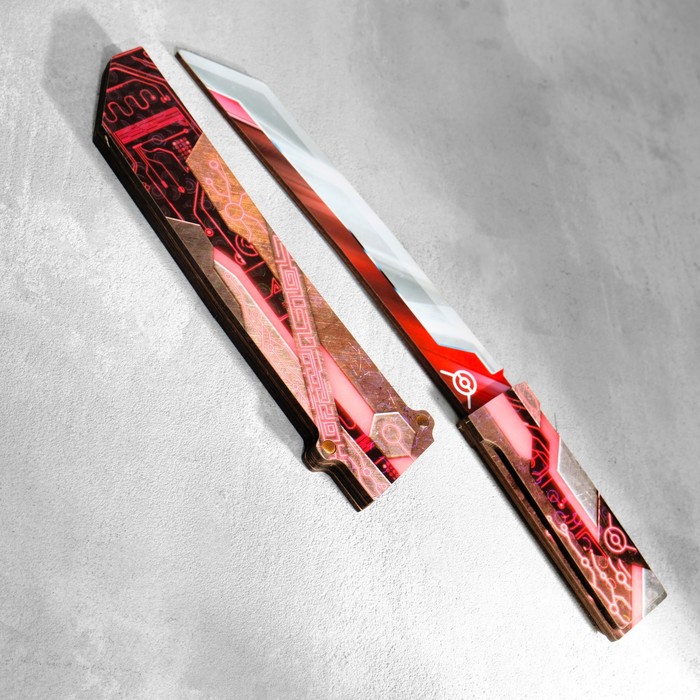 Сувенир деревянный "Нож Танто", в ножнах, красное - Фото 1
