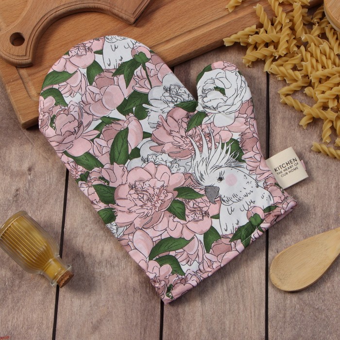 Варежка - прихватка «Этель. Попугай», 20×28 см, сатин 110 г/м² - Фото 1