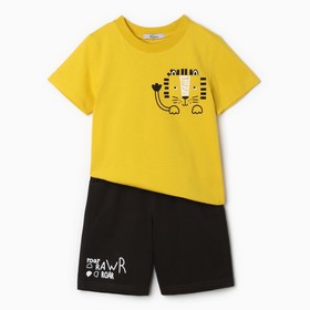 Комплект для мальчика (футболка, шорты), цвет желтый, рост 86 см