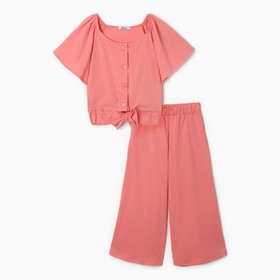 Комплект (футболка, брюки) для девочки, цвет розовый, рост 140 см