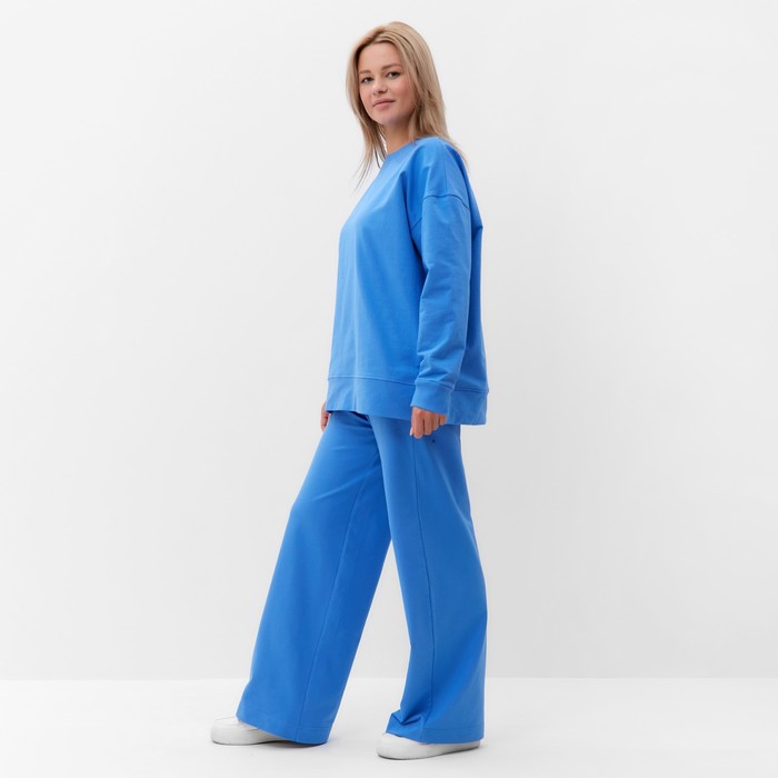 Костюм женский (свитшот/брюки), цвет голубой, размер 44 65227